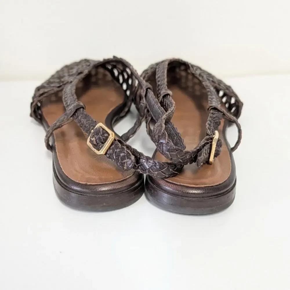 Margaux The Altea Espresso Woven Leather Slingbacks Sandals Womens EU39.5/US9